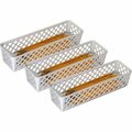 Officemate Supply Basket, Long, 10-1/10inWx3-3/5inDx3-2/5inH, White, 3PK OIC26204